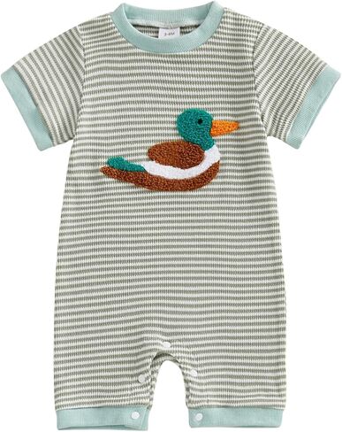 Bagilaanoe Baby Boy Summer Striped Romper Fashionable Fish/Construction Vehicle Embroidery Short Sleeve Jumpsuits in Saudi Arabia