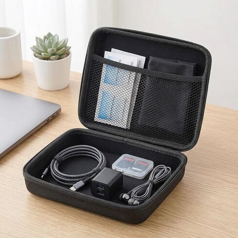 Hard Shell EVA Carrying Case, Shockproof Waterproof Dustproof Storage Case with Mesh Pocket for Handheld Air Duster Compressed Air Vacuum Endoscope and Accessories, Black in Kuwait