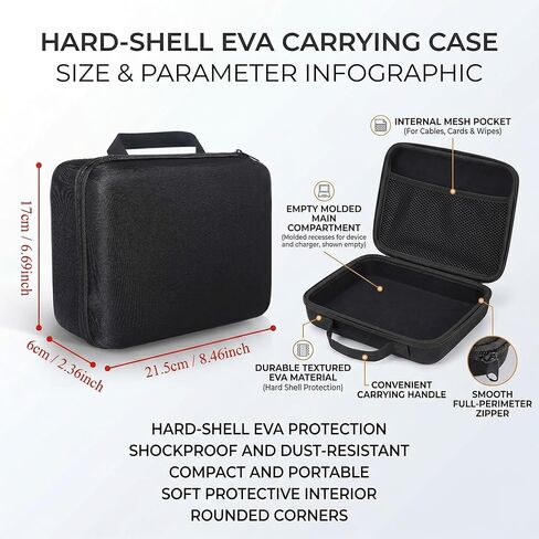 Hard Shell EVA Carrying Case, Shockproof Waterproof Dustproof Storage Case with Mesh Pocket for Handheld Air Duster Compressed Air Vacuum Endoscope and Accessories, Black in Kuwait