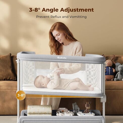 Ezebaby Baby Bassinets Bedside Sleeper, Portable Bedside Bassinet for Baby Newborn Infants with Adjustable 7 Heights and All Mesh Sides, Newborn Crib with Mattress and Soft, Breathable Sheet | Baby bassinets in Kuwait