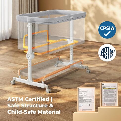 Ezebaby Baby Bassinets Bedside Sleeper, Portable Bedside Bassinet for Baby Newborn Infants with Adjustable 7 Heights and All Mesh Sides, Newborn Crib with Mattress and Soft, Breathable Sheet | Baby bassinets in Kuwait