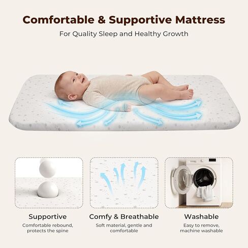 Ezebaby Baby Bassinets Bedside Sleeper, Portable Bedside Bassinet for Baby Newborn Infants with Adjustable 7 Heights and All Mesh Sides, Newborn Crib with Mattress and Soft, Breathable Sheet | Baby bassinets in Kuwait