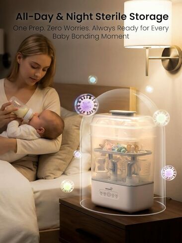 Grownsy 3 Layers-Large Bottle Sterilizer and Dryer, Holds 6 to10 Bottles, Nesting Design Bottle Sanitizer Esterilizador de Biberones for Breast Pump Sterilizer Bags Bottle Brush Included in Kuwait