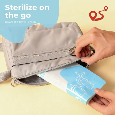 15 Pack Microwave Steam Sterilizer Bags Plus, Large Size for Baby Bottles Soothers, Teethers, Breast Pump Parts, Training Cups and Accessories, 20 Uses Per Bag, Baby Travel Essential in Kuwait
