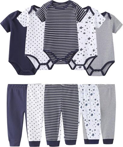 Baby Girl Bodysuit and Pant Set Cotton Ribbed Mix Summer Infant Girls Clothes Outfits 0-12 Month in Kuwait