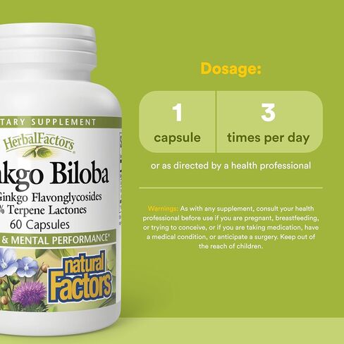 HerbalFactors by Natural Factors, Ginkgo Biloba, Supports Memory, Mental Performance and Healthy Brain Function, 60 capsules (60 servings) in Saudi Arabia