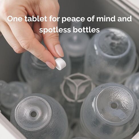 Bottle Washer Detergent Tablets -120 PCS & 5 Free Descaling Tablets - Compatible with all Baby Bottle Washers, Baby Brezza, Momcozy & Grownsy - Removes Milk Residue & Odor from Bottles & Pump Parts in Kuwait