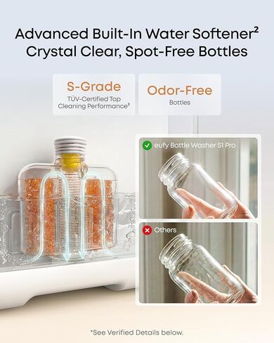 eufy Bottle Washer S1 Pro، منقي مياه مدمج، غسالة هيدروبلاست الكل في واحد ثلاثية الأبعاد، معقم بالبخار بدرجة حرارة 212 درجة فهرنهايت ومجفف سريع تمامًا، أكبر سعة 10 زجاجات، تحكم ذكي في التطبيقات، بدون استخدام اليدين in Kuwait