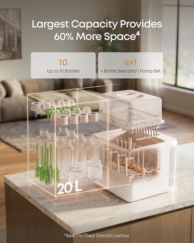 eufy Bottle Washer S1 Pro، منقي مياه مدمج، غسالة هيدروبلاست الكل في واحد ثلاثية الأبعاد، معقم بالبخار بدرجة حرارة 212 درجة فهرنهايت ومجفف سريع تمامًا، أكبر سعة 10 زجاجات، تحكم ذكي في التطبيقات، بدون استخدام اليدين in Kuwait