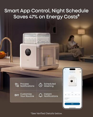 eufy Bottle Washer S1 Pro، منقي مياه مدمج، غسالة هيدروبلاست الكل في واحد ثلاثية الأبعاد، معقم بالبخار بدرجة حرارة 212 درجة فهرنهايت ومجفف سريع تمامًا، أكبر سعة 10 زجاجات، تحكم ذكي في التطبيقات، بدون استخدام اليدين in Kuwait