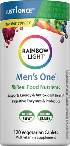 Rainbow Light Multivitamin for Men, Vitamin C, D & Zinc, Probiotics, Men's One Multivitamin Provides High Potency Immune Support, Non-GMO, Vegetarian, 90 Tablets in Saudi Arabia