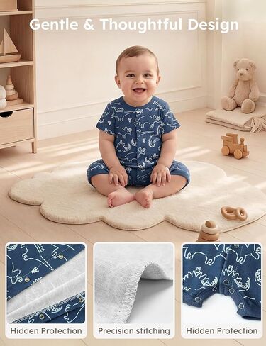 Yoofoss Baby Boy Romper 0-18 Months 100% Organic Cotton Newborn Summer Clothes Short Sleeve Baby Outfit Soft Breathbale in Saudi Arabia