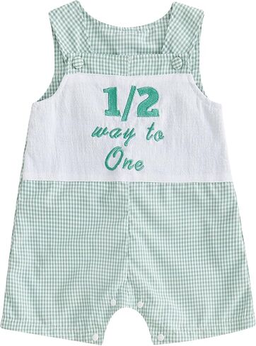 Infant Baby Boy Half Birthday Outfit 1/2 Way to One Sleeveless Romper Jumpsuit Half Year Birthday Clothes in Kuwait