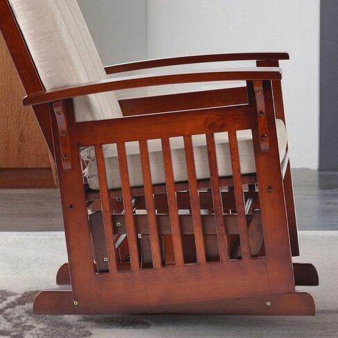 Glider Rocking Chair Nursery with Ottoman Smooth Rocking Motion, Easy to Assemble, Solid Hardwood Base Indoor Adult(Cream White) in Saudi Arabia