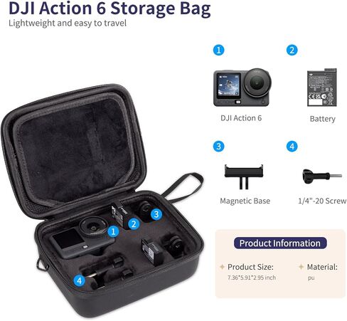 Action 6 Storage Case for DJI Osmo Action 6 Camera Accessories Protective Carrying Case for Travel Outdoor Vlogging in Kuwait