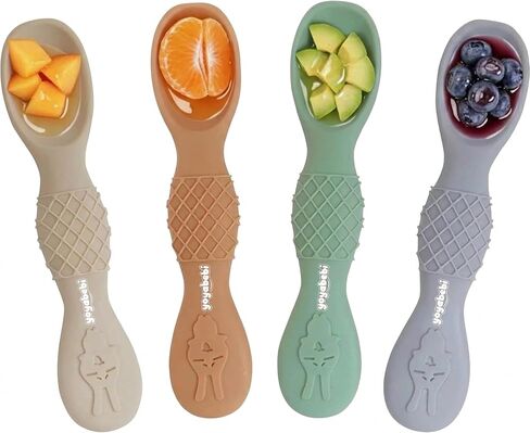 Silicone Baby Spoons self feeding 6 months, infant feeding spoons bpa free, self feeding spoons for babies 6-12 months, gootensils, baby self feeding spoon. in Kuwait