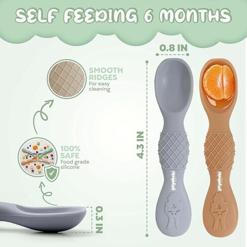Silicone Baby Spoons self feeding 6 months, infant feeding spoons bpa free, self feeding spoons for babies 6-12 months, gootensils, baby self feeding spoon. in Kuwait