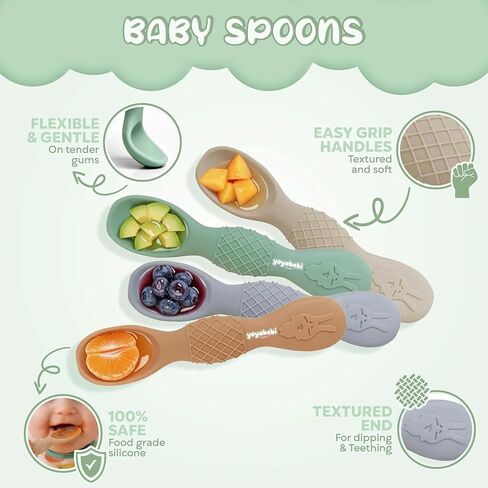 Silicone Baby Spoons self feeding 6 months, infant feeding spoons bpa free, self feeding spoons for babies 6-12 months, gootensils, baby self feeding spoon. in Kuwait
