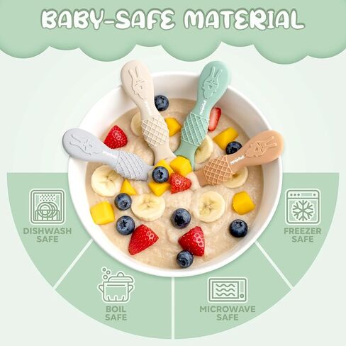 Silicone Baby Spoons self feeding 6 months, infant feeding spoons bpa free, self feeding spoons for babies 6-12 months, gootensils, baby self feeding spoon. in Kuwait