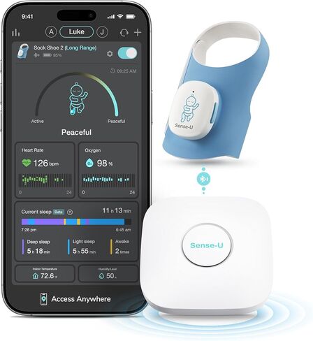 جهاز مراقبة الأطفال Sense-U Smart Sock Shoe 2 (طويل المدى) مع إمكانية الوصول من أي مكان: تتبع معدل ضربات القلب، وأنماط النوم، مع مستشعر القدم PPG الناقل in Kuwait