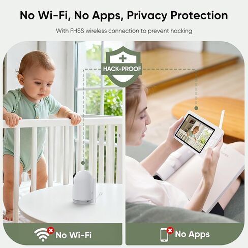 جهاز مراقبة الأطفال Bonoch مقاس 7 بوصات بدون شبكة WiFi، شاشة فيديو ميجا فيو بدقة 1080 بكسل مطورة مع كاميرا وصوت، بطارية 6000 مللي أمبير في الساعة، وضع VOX، رؤية ليلية، مقاومة للاختراق، جهاز تحكم عن بعد PTZ، ضوضاء بيضاء، هدايا للآباء in Kuwait