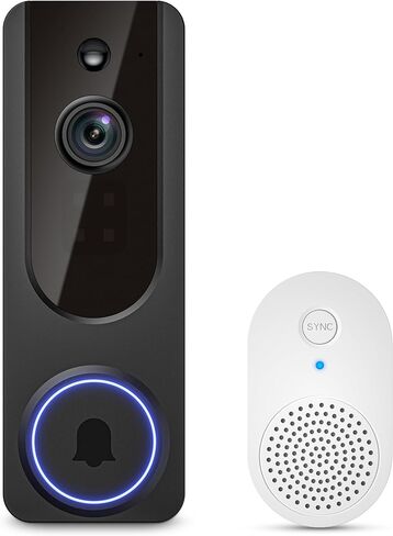 Hubposh Doorbell Camera Wireless with Indoor Receiver, Baby Monitor, Battery Powered, AI Human and Motion Detection, 2 Way Talk, 1080P Night Vision, Cloud Storage (Sold Separately) in Kuwait