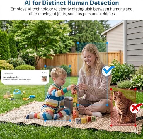 Hubposh Doorbell Camera Wireless with Indoor Receiver, Baby Monitor, Battery Powered, AI Human and Motion Detection, 2 Way Talk, 1080P Night Vision, Cloud Storage (Sold Separately) in Kuwait