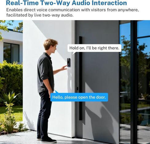 Hubposh Doorbell Camera Wireless with Indoor Receiver, Baby Monitor, Battery Powered, AI Human and Motion Detection, 2 Way Talk, 1080P Night Vision, Cloud Storage (Sold Separately) in Kuwait