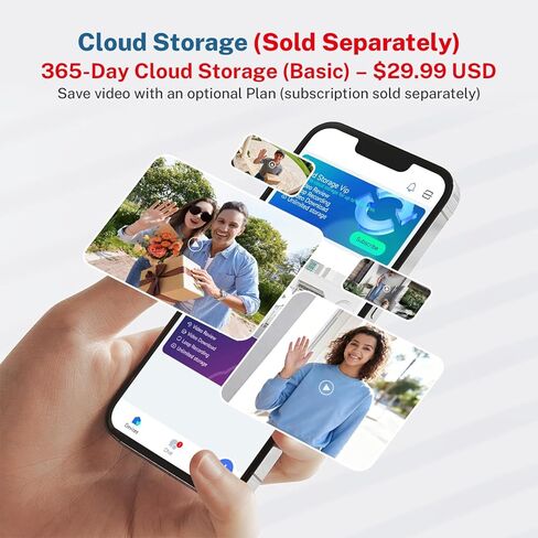 Hubposh Doorbell Camera Wireless with Indoor Receiver, Baby Monitor, Battery Powered, AI Human and Motion Detection, 2 Way Talk, 1080P Night Vision, Cloud Storage (Sold Separately) in Kuwait
