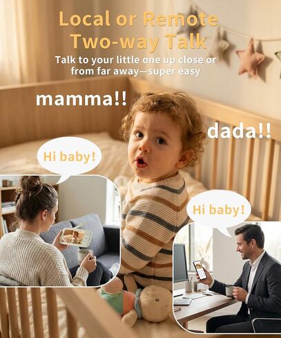 ALIOBC Baby Monitor with Camera and Audio AI Smart Video Baby Camera | WiFi & No-WiFi Modes Cry Detection Night Vision 1080p FHD Camera and 5" Large Screen Two-Way Talk 1K ft Range for New Parents in Kuwait