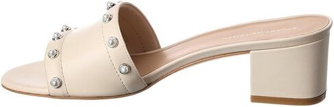صندل جلدي من Stuart Weitzman Pearl 50 Slide، 7، أبيض in Kuwait