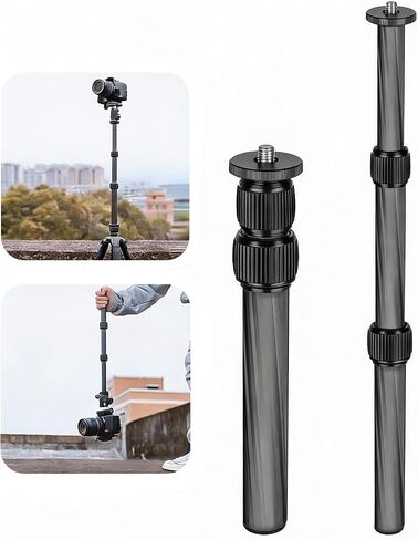 Carbon Fiber Tripod Center Columns Pole, 3-Section Tripod Extension Tube with 1/4" and 3/8" Screw Thread, Max Load 22lbs, 17.3in, Widely Compatible with Phones, Camera Mount, Microphone, Monitors in Kuwait