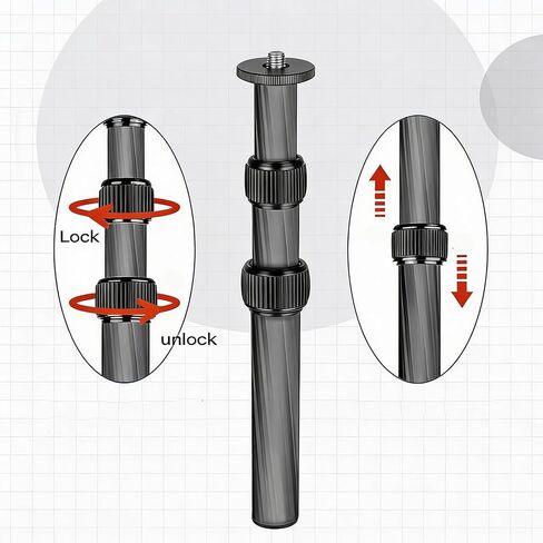 Carbon Fiber Tripod Center Columns Pole, 3-Section Tripod Extension Tube with 1/4" and 3/8" Screw Thread, Max Load 22lbs, 17.3in, Widely Compatible with Phones, Camera Mount, Microphone, Monitors in Kuwait