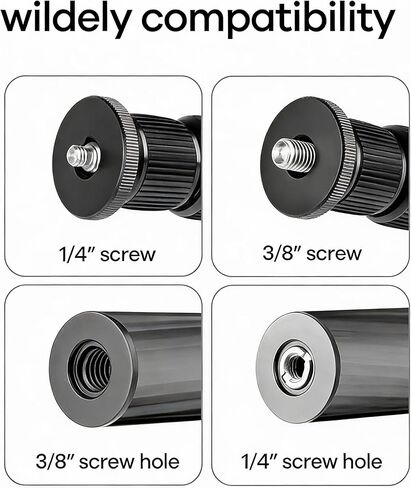 Carbon Fiber Tripod Center Columns Pole, 3-Section Tripod Extension Tube with 1/4" and 3/8" Screw Thread, Max Load 22lbs, 17.3in, Widely Compatible with Phones, Camera Mount, Microphone, Monitors in Kuwait