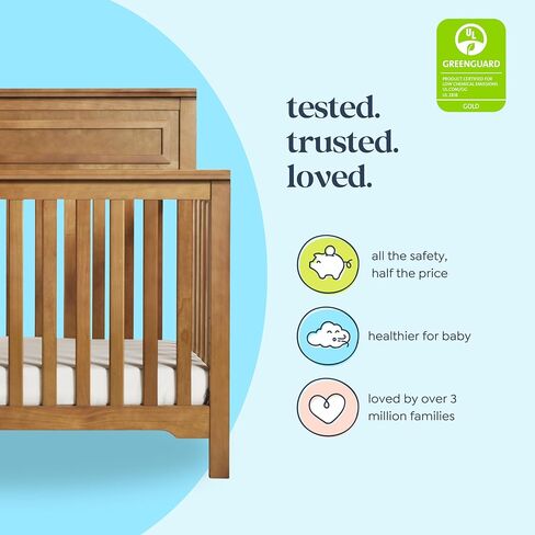 daVinci Autumn 4-in-1 Baby Crib Convertible to Toddler Bed, Daybed, Full-Size Bed - Easy Assembly - GREENGUARD Certified - 4 Adjustable Mattress Heights - Conversion Kit Sold Separately, Chestnut in Kuwait