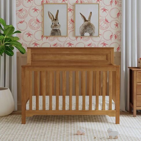 daVinci Autumn 4-in-1 Baby Crib Convertible to Toddler Bed, Daybed, Full-Size Bed - Easy Assembly - GREENGUARD Certified - 4 Adjustable Mattress Heights - Conversion Kit Sold Separately, Chestnut in Kuwait
