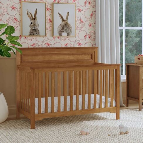 daVinci Autumn 4-in-1 Baby Crib Convertible to Toddler Bed, Daybed, Full-Size Bed - Easy Assembly - GREENGUARD Certified - 4 Adjustable Mattress Heights - Conversion Kit Sold Separately, Chestnut in Kuwait