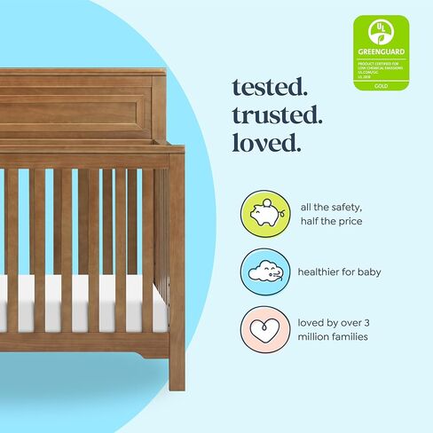 daVinci Autumn 4-in-1 Baby Crib Convertible to Toddler Bed, Daybed, Full-Size Bed - Easy Assembly - GREENGUARD Certified - 4 Adjustable Mattress Heights - Conversion Kit Sold Separately, Chestnut in Kuwait