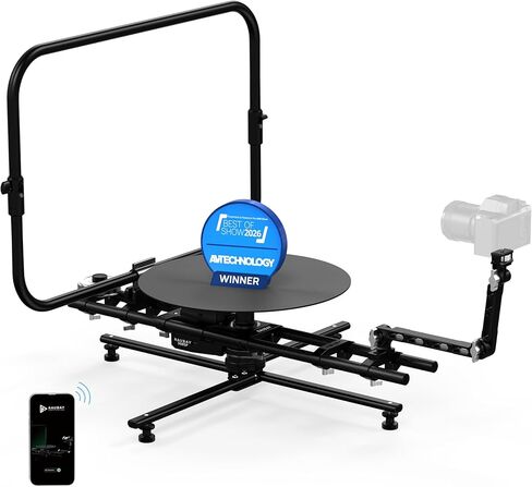 RAUBAY Motorized 360 Degree Spinner (Pro Version) Professional Photography Booth, Rotating Camera Slider, Stable Spinning Platform for Commercial Video, 3D Scanning, Time-Lapse Shooting - 360SP in Kuwait