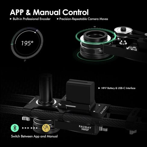 RAUBAY Motorized 360 Degree Spinner (Pro Version) Professional Photography Booth, Rotating Camera Slider, Stable Spinning Platform for Commercial Video, 3D Scanning, Time-Lapse Shooting - 360SP in Kuwait