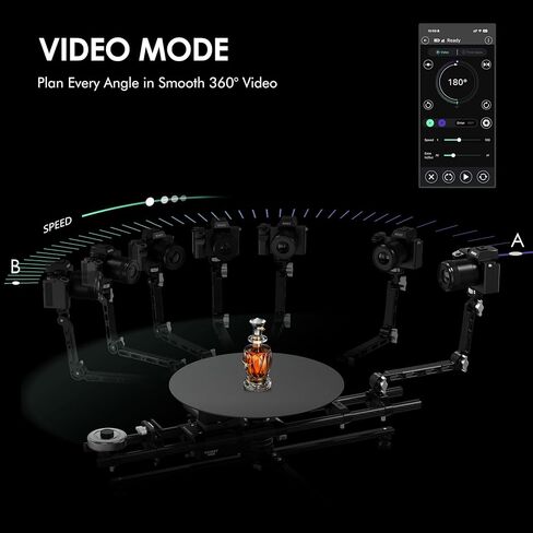 RAUBAY Motorized 360 Degree Spinner (Pro Version) Professional Photography Booth, Rotating Camera Slider, Stable Spinning Platform for Commercial Video, 3D Scanning, Time-Lapse Shooting - 360SP in Kuwait