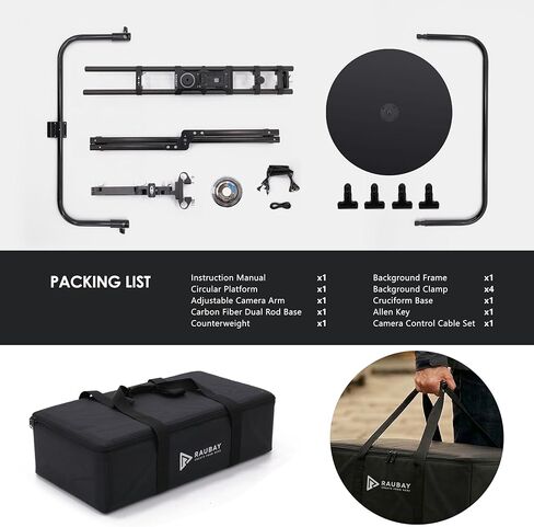 RAUBAY Motorized 360 Degree Spinner (Pro Version) Professional Photography Booth, Rotating Camera Slider, Stable Spinning Platform for Commercial Video, 3D Scanning, Time-Lapse Shooting - 360SP in Kuwait