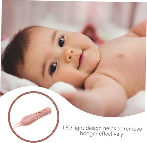 ملقط تنظيف مع مقبض خفيف LED أداة تنظيف الأنف لحديثي الولادة من الفولاذ المقاوم للصدأ مشبك سيليكون للأنف والأذنين والسرة ونظافة العين خفيف الوزن وردي in Kuwait