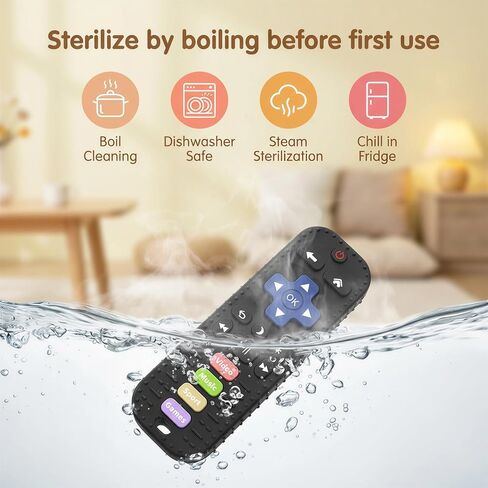 Baby Teething Toys, Remote Control Sensory Teether, Silicone Chew Toy for Teething Relief, BPA-Free Baby Remote Gift for Infants 3-6, 6-12 Months (Black) in Saudi Arabia