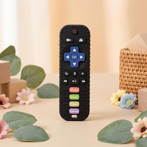 Baby Teething Toys, Remote Control Sensory Teether, Silicone Chew Toy for Teething Relief, BPA-Free Baby Remote Gift for Infants 3-6, 6-12 Months (Black) in Saudi Arabia