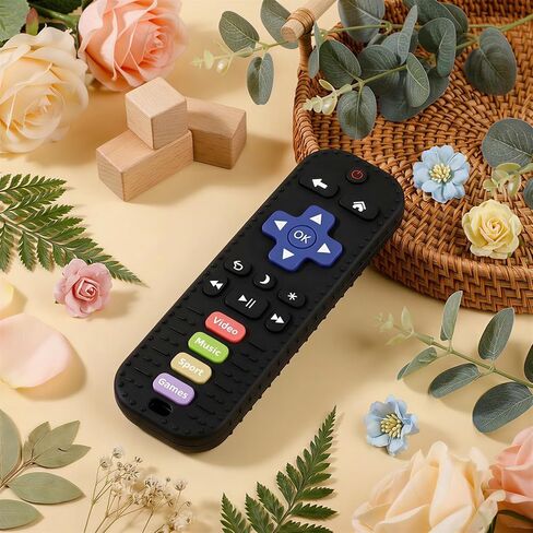 Baby Teething Toys, Remote Control Sensory Teether, Silicone Chew Toy for Teething Relief, BPA-Free Baby Remote Gift for Infants 3-6, 6-12 Months (Black) in Saudi Arabia