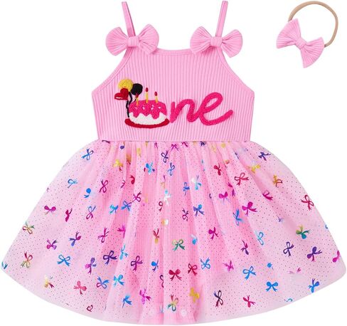 Vieille Baby Girl 1st Birthday Clothes One Year Old Romper Tutu Dress Sleeveless Bodysuit Cake Smash Outfits in Kuwait