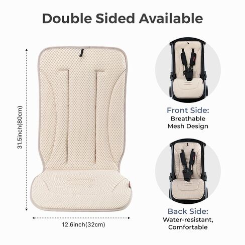 Momcozy Reversible Stroller Seat Liner, Water-Resistant & Easy Clean Side, Breathable & Comfortable Mesh Side, Universal 3-Hole Adjustable Design, All-Season Cushion Pad for Strollers, Carriages in Saudi Arabia