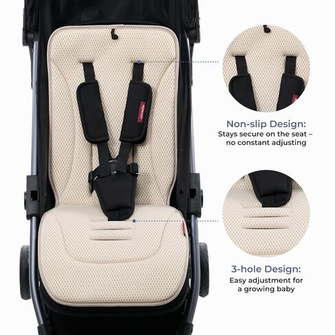Momcozy Reversible Stroller Seat Liner, Water-Resistant & Easy Clean Side, Breathable & Comfortable Mesh Side, Universal 3-Hole Adjustable Design, All-Season Cushion Pad for Strollers, Carriages in Saudi Arabia