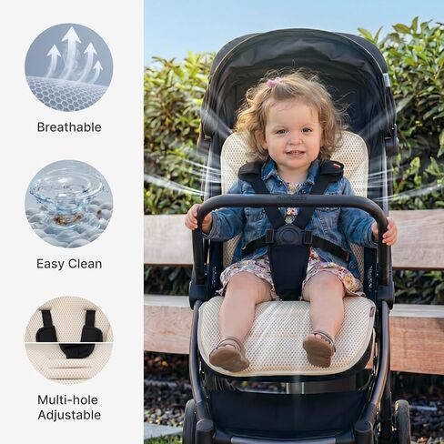 Momcozy Reversible Stroller Seat Liner, Water-Resistant & Easy Clean Side, Breathable & Comfortable Mesh Side, Universal 3-Hole Adjustable Design, All-Season Cushion Pad for Strollers, Carriages in Saudi Arabia